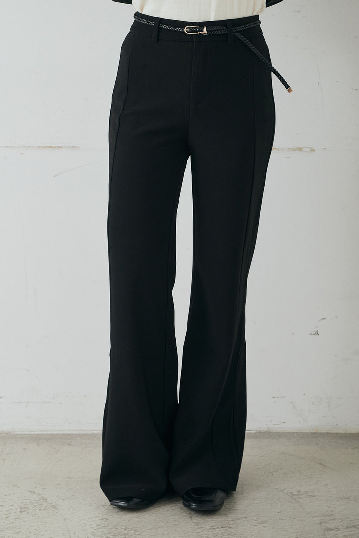 [SET]ナイロンボリュームWジップパーカーブルゾン+サテンレースアシメキャミ+細編みベルト付きパンツ+サテンレースアシメキャミ(3set)