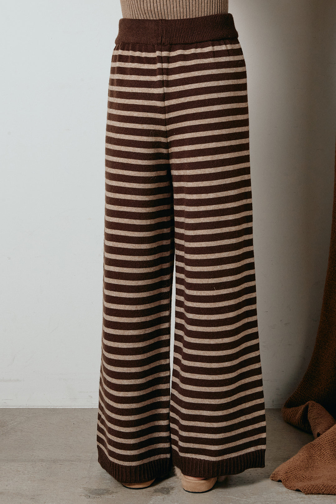 ボーダーリラックスニットパンツ