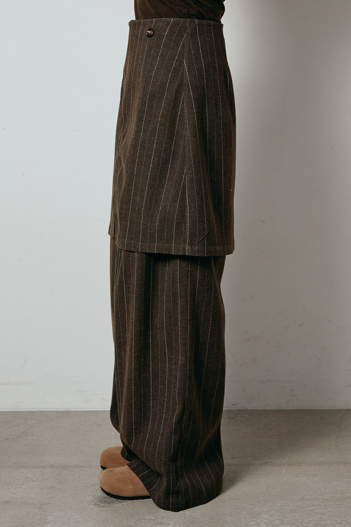 細ストライプレイヤードデザインパンツ