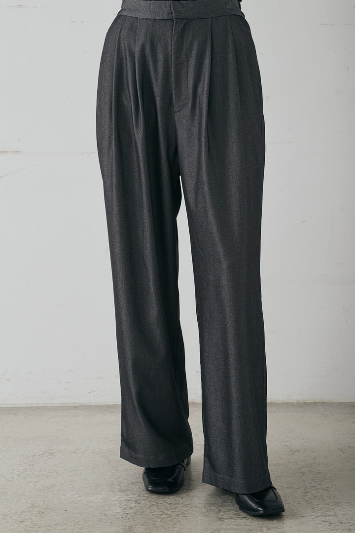 [SET]オーバーデニムジャケット+デニムライクツイルタックパンツ+デニムライクツイルティアードキャミソール(3set)