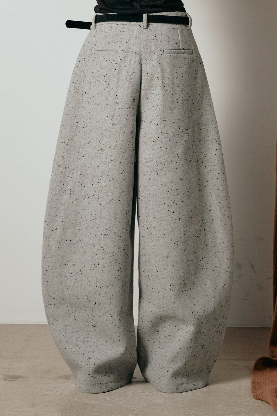 [SET]アーガイル柄ポロニットトップス+ベルト付きネップツイードカーブパンツ(2set)