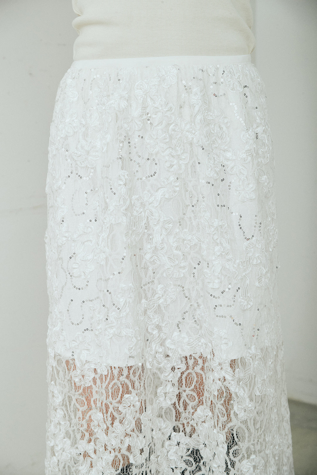 [SET]テンセルデニムシャツ+ラメ刺繍デザインスカート(2set)