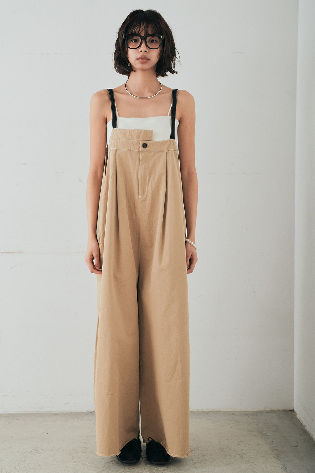 [SET]シアーダンボールサイドドロストジャケット+綿ツイルアシメサロペット(2set)