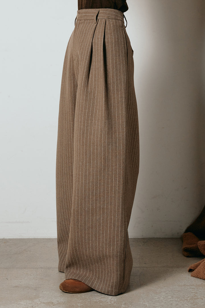 ウールライクストライプパンツ