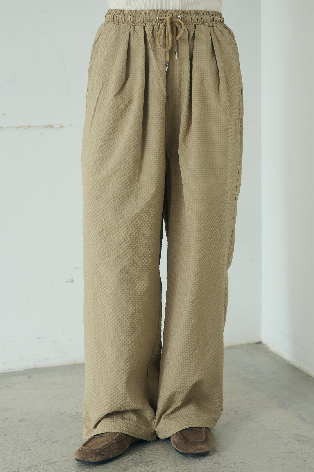 [SET]メッシュ編みビスチェセットVネックプルオーバー+シアサッカーイージーパンツ(2set)