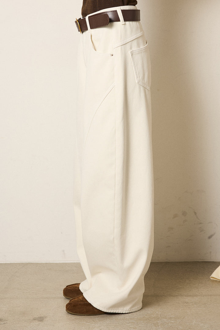 ベルト付きカジュアルカーブワイドパンツ