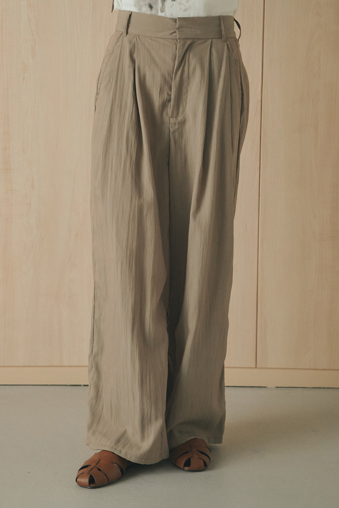 [SET]リネンライクテーラードハーフスリーブジャケット+リネンライク2タックワイドパンツ+半袖モノトーングラフィックトップス(3set)