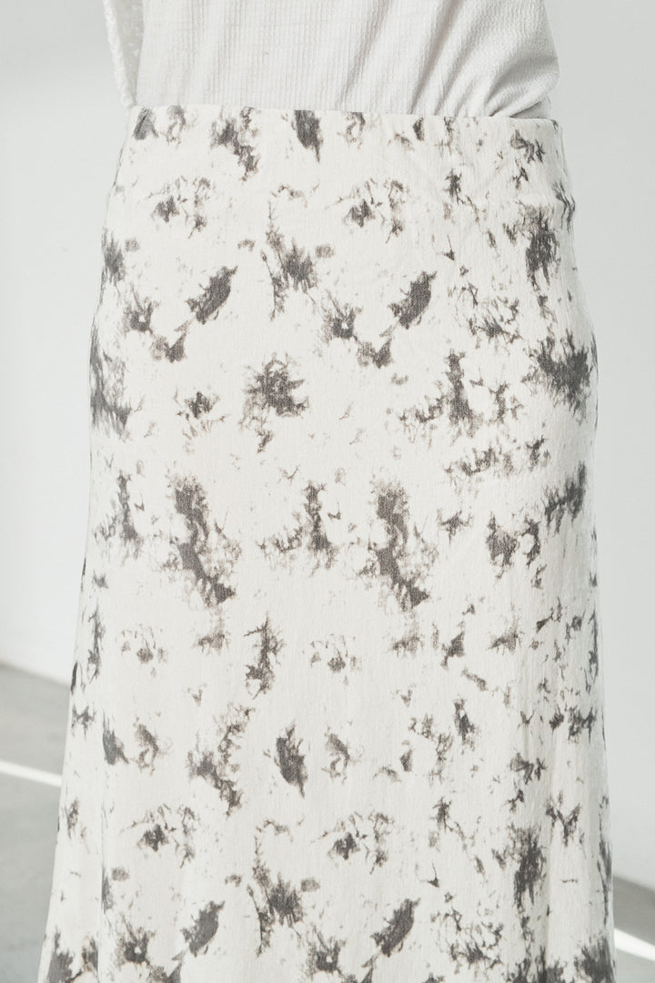 [SET]リラックスメッシュニットトップス+タイダイ柄ベロアワイドスカート(2set)