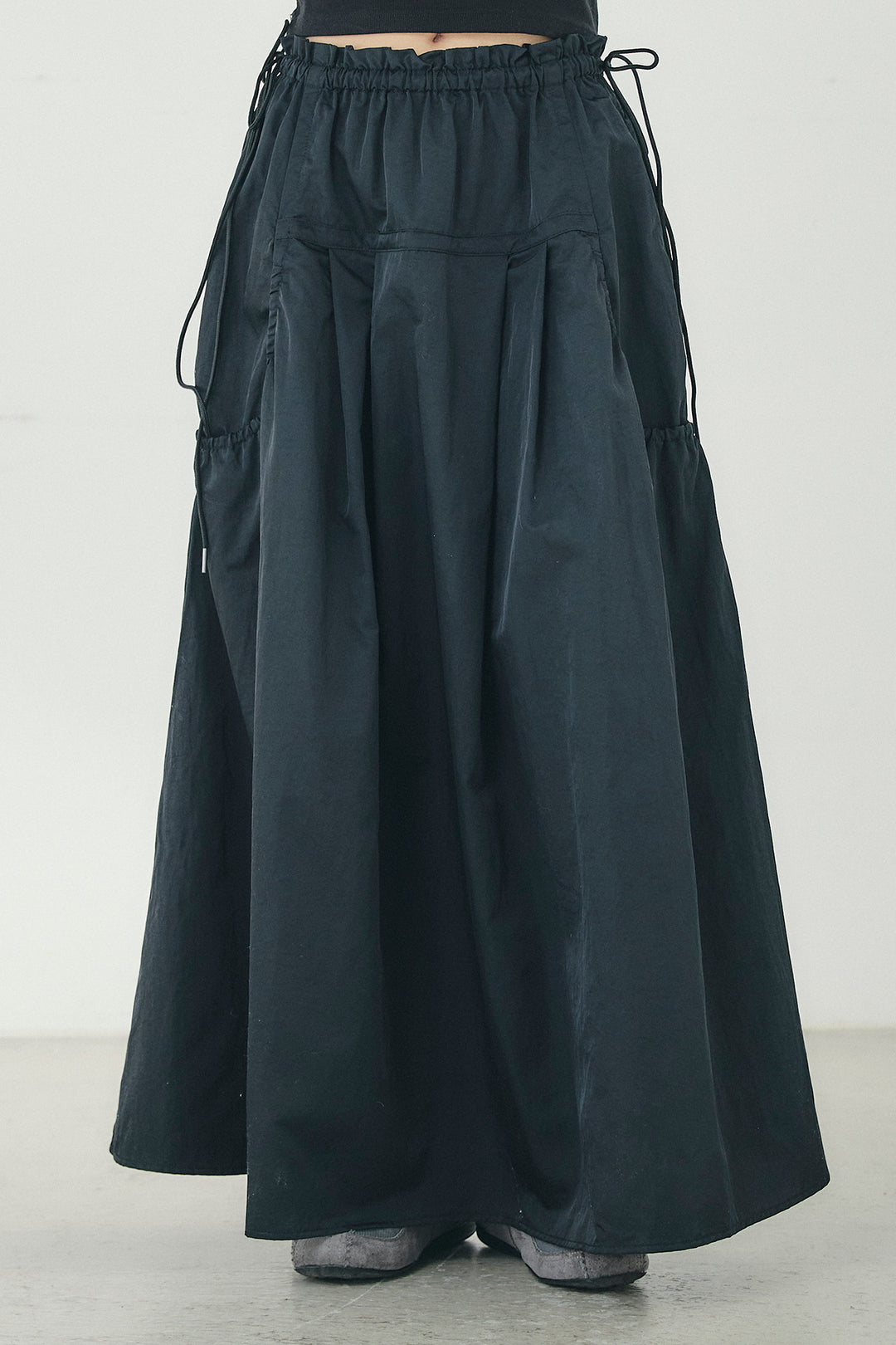 [SET]スタンドネックシアーブルゾン+ナイロンデザインフレアスカート(2set)