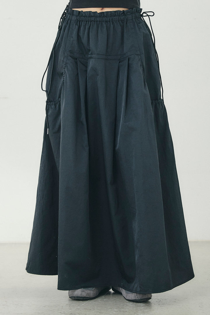 [SET]スタンドネックシアーブルゾン+ナイロンデザインフレアスカート(2set)