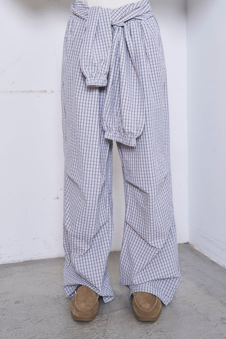 [SET]ワンショルスウェットプルオーバー+チェックウエスト巻きジョガーパンツ(2set)