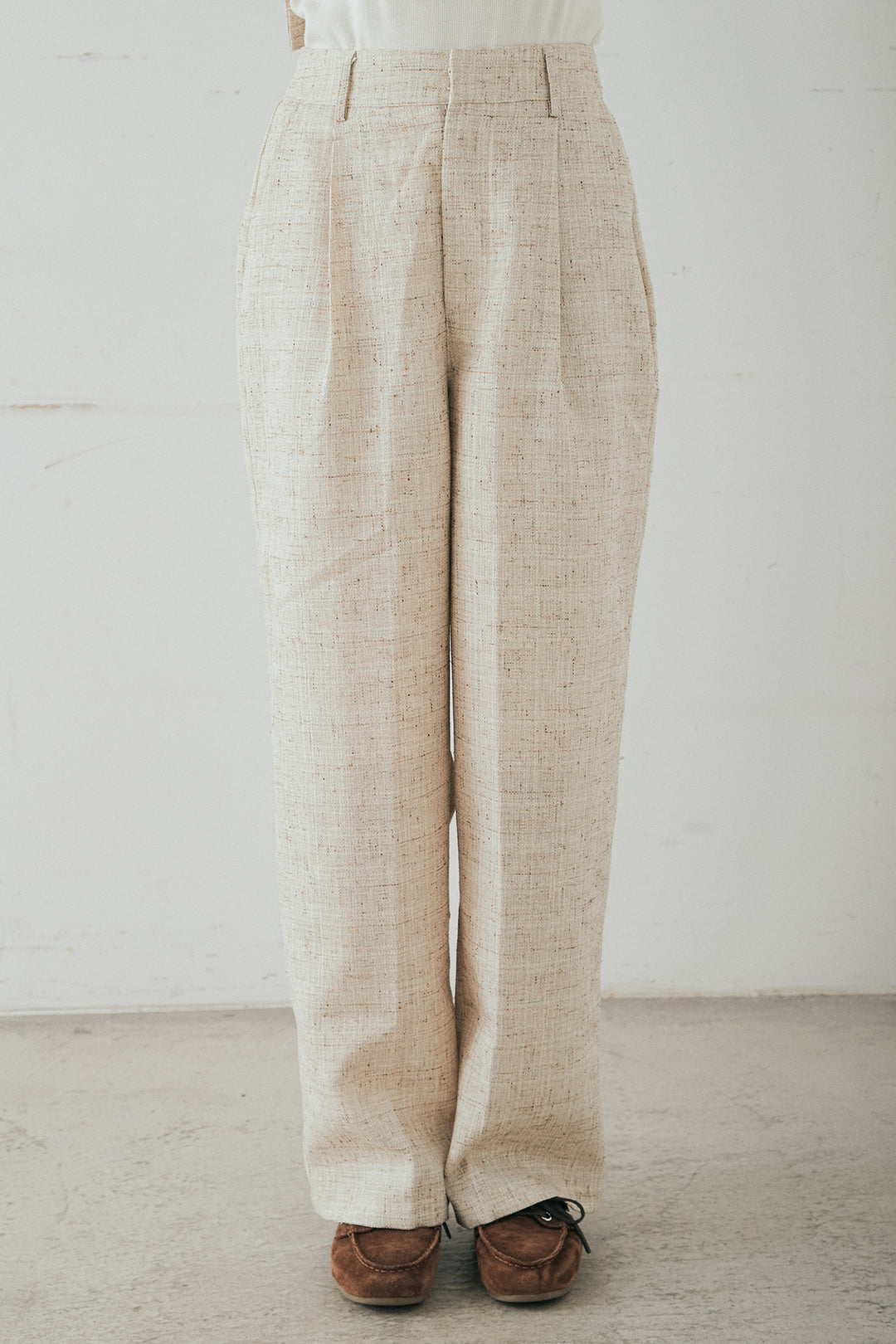 [SET]ツイードウエストドロストシャツ+ツイードタックパンツ(2set)