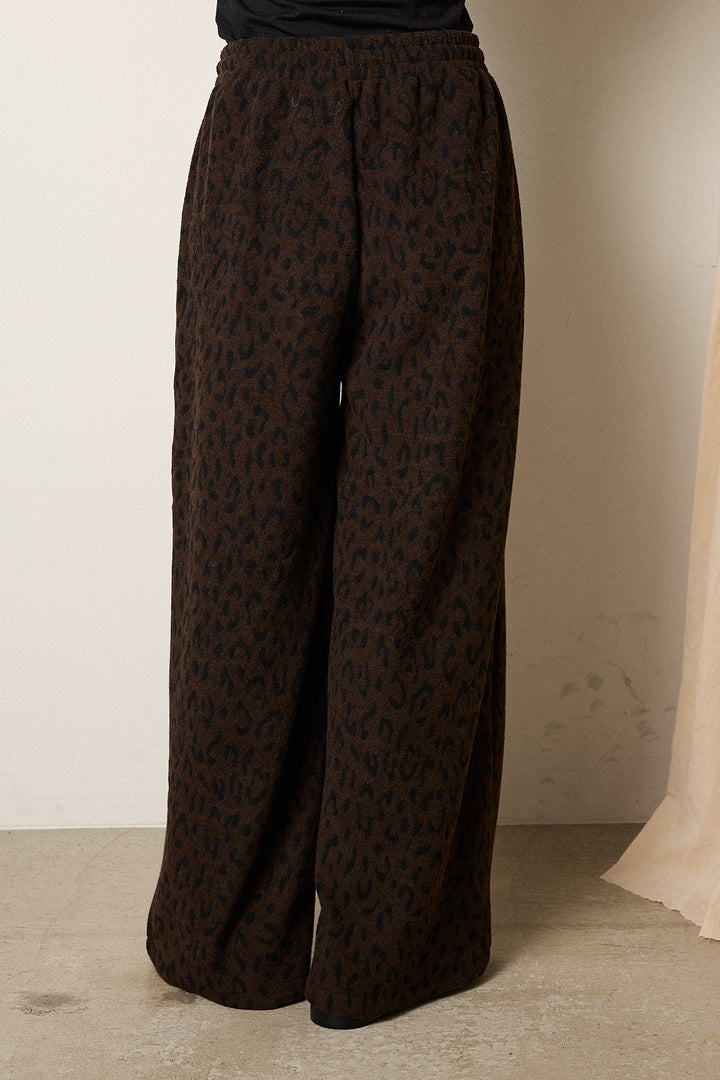 [SET]ケーブルリラックスショートニット+レオパードジャガードニットパンツ(2set)