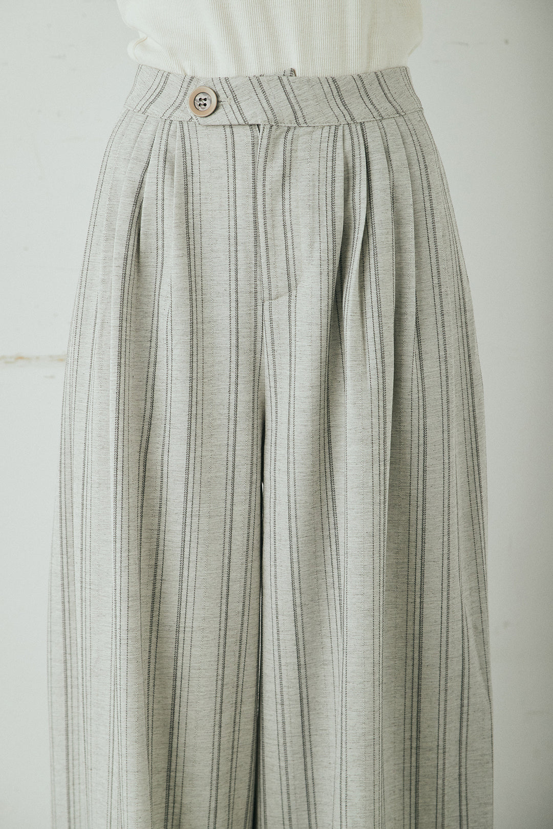 [SET]ノーカラーピンストライプジャケット+ピンストライプワイドスラックス(2set)