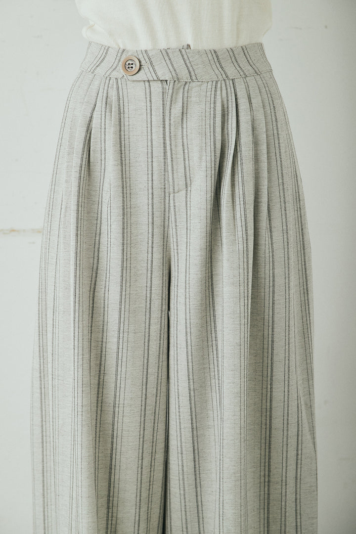 [SET]ノーカラーピンストライプジャケット+ピンストライプワイドスラックス(2set)