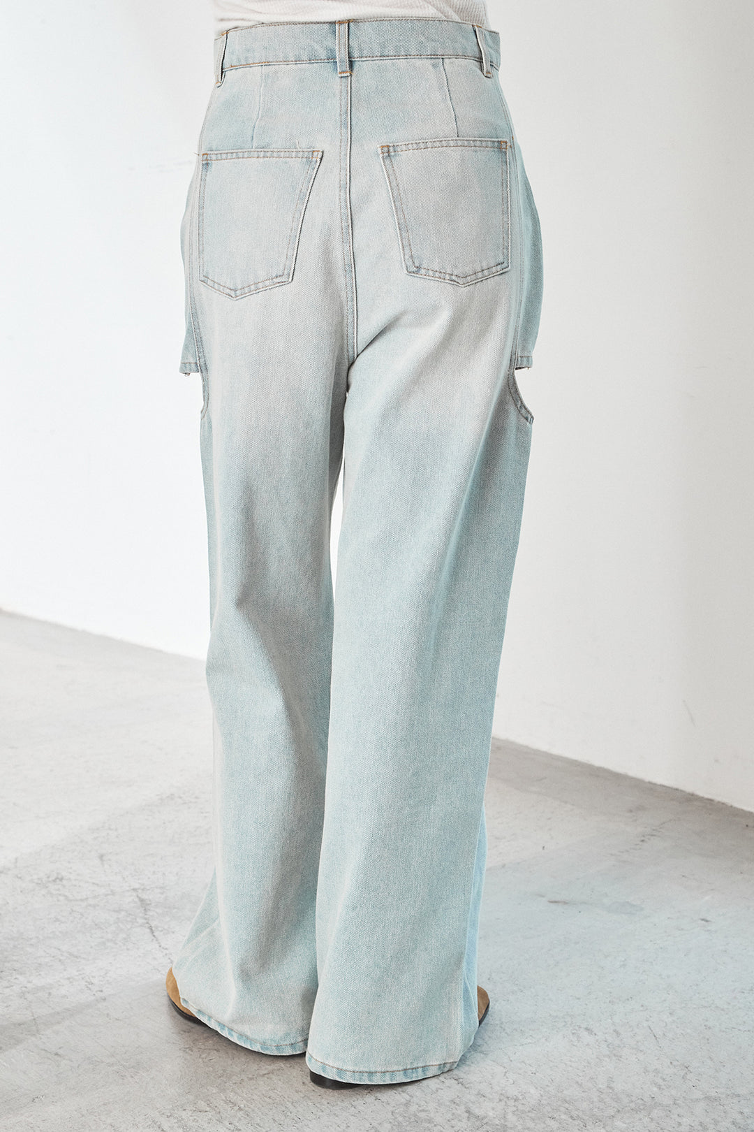 [SET]ケーブルVニットセーター+デニムサイドカットパンツ(2set)