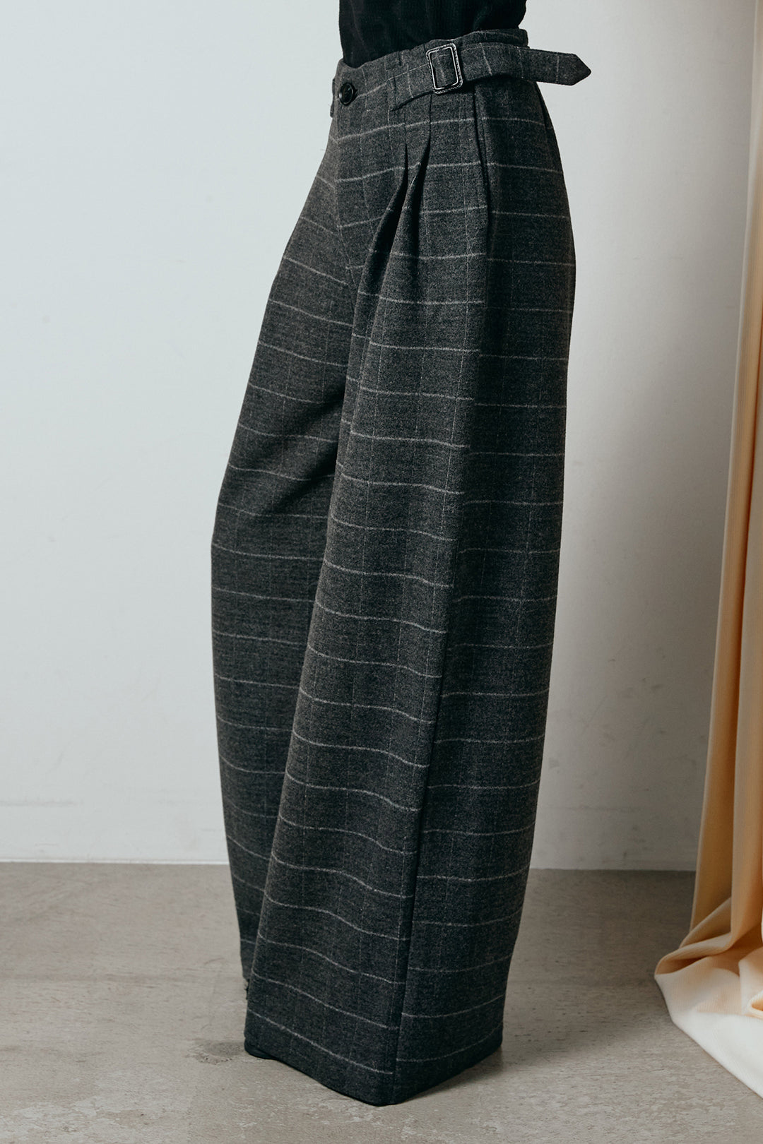 スクエアチェック柄ワイドパンツ