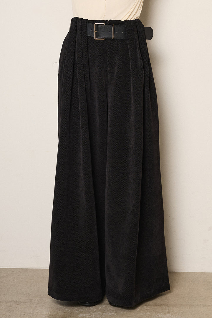 [SET]ボトルネックケーブルニットカーディガン+ベルトループコーデュロイワイドパンツ(2set)