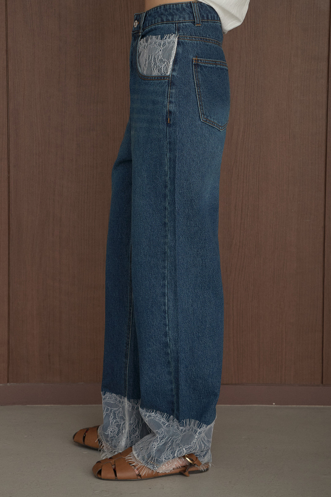 デニムレースパンツ