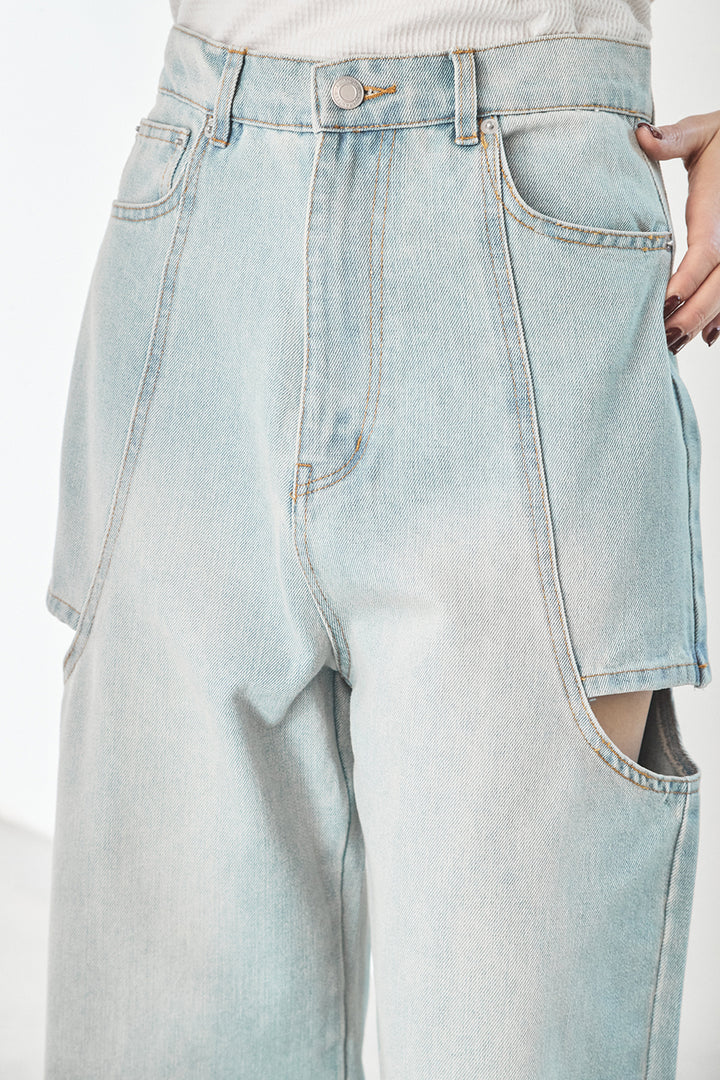 デニムサイドカットパンツ