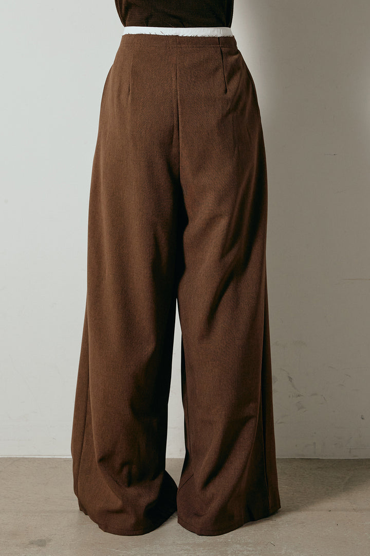 [SET]起毛ノルディック柄ニットカーディガン+ウエストステッチデザインワイドスラックス(2set)