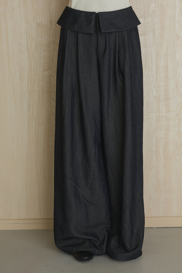 ウエスト折り返しワイドパンツ