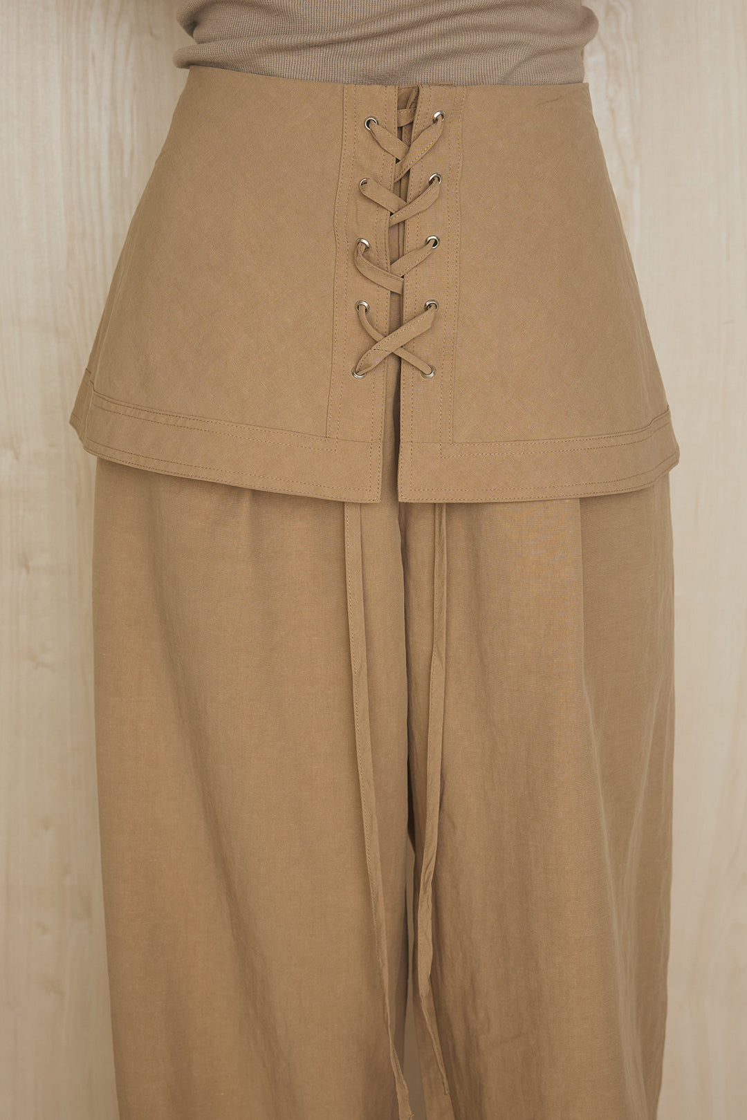 編み上げワイドパンツ