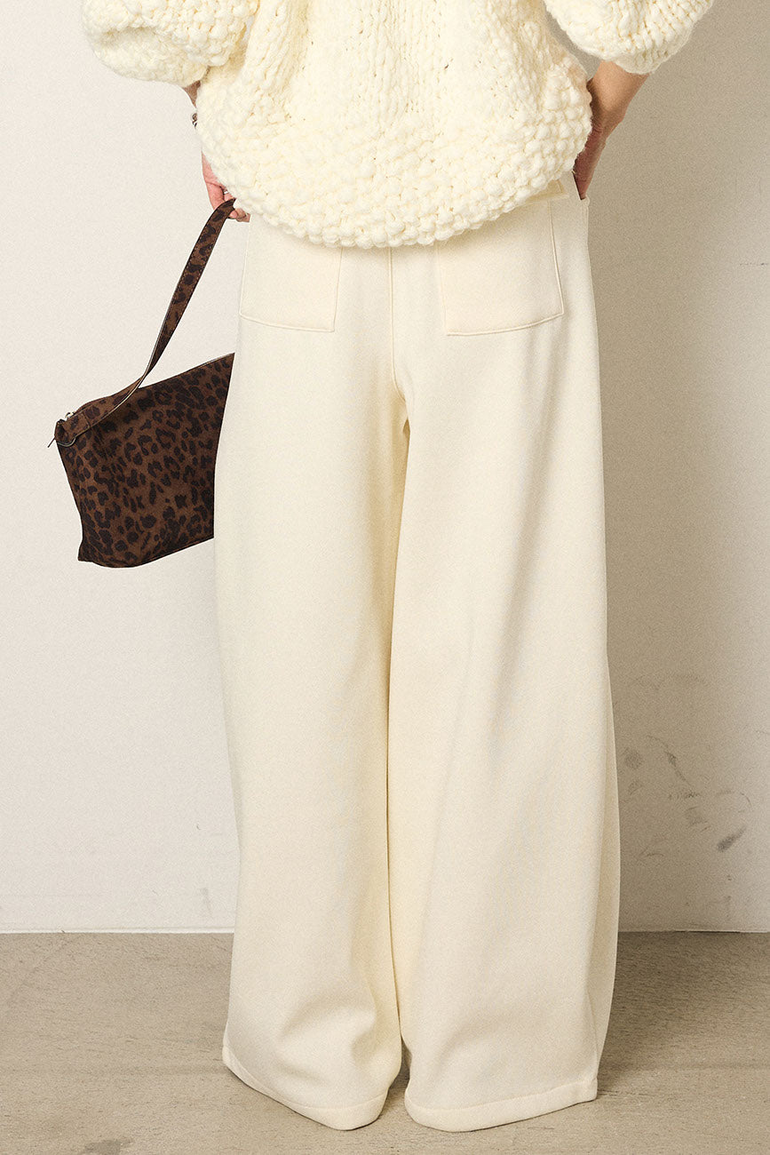 太ベルト付きスウェットワイドカーブパンツ