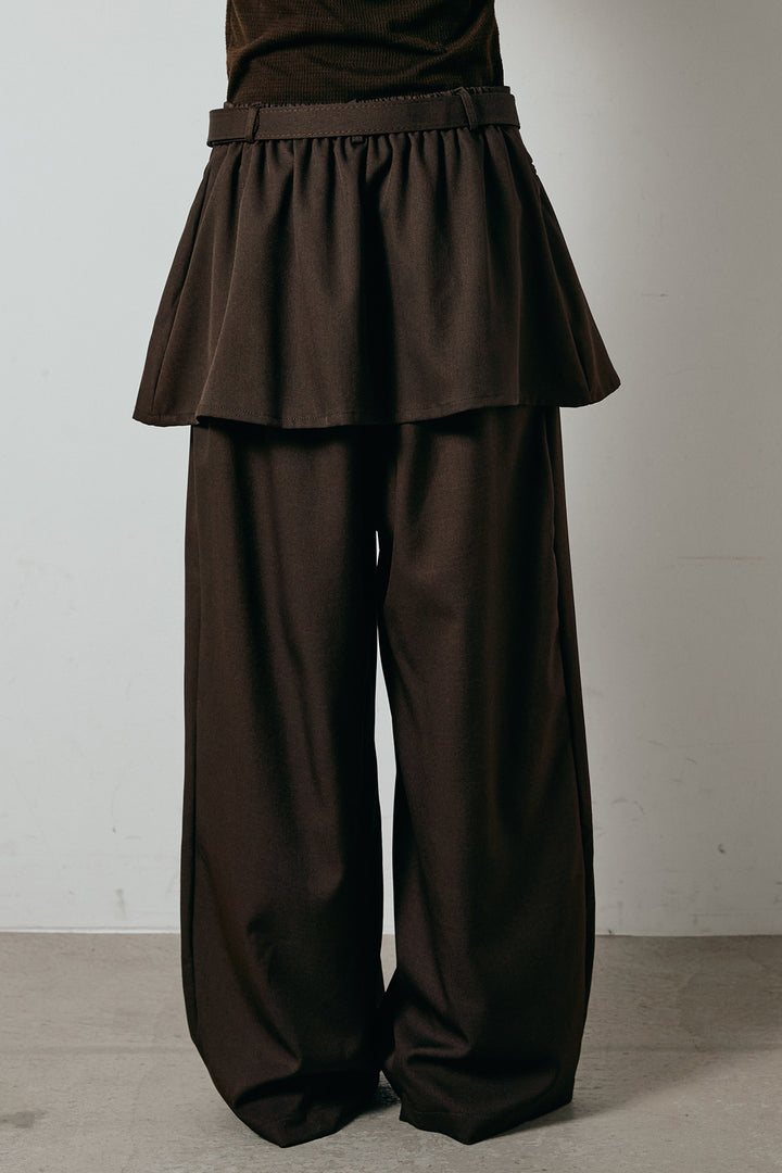 ベルト付きウエストデザインパンツ