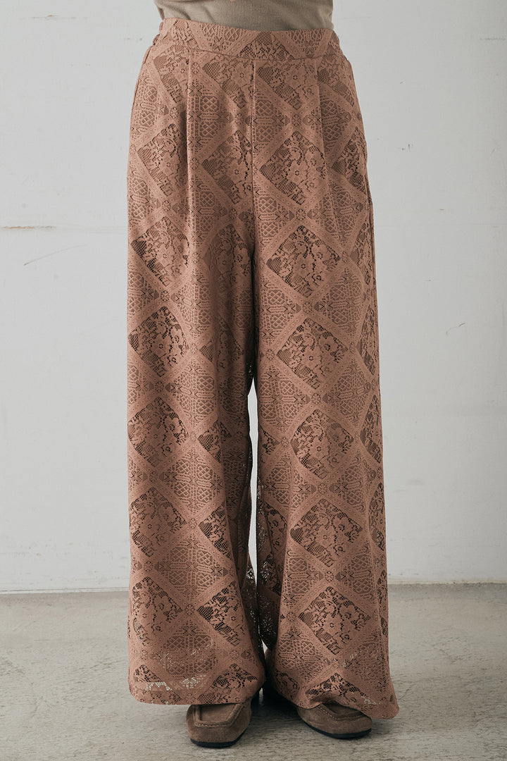 リラックスブロックレースワイドパンツ