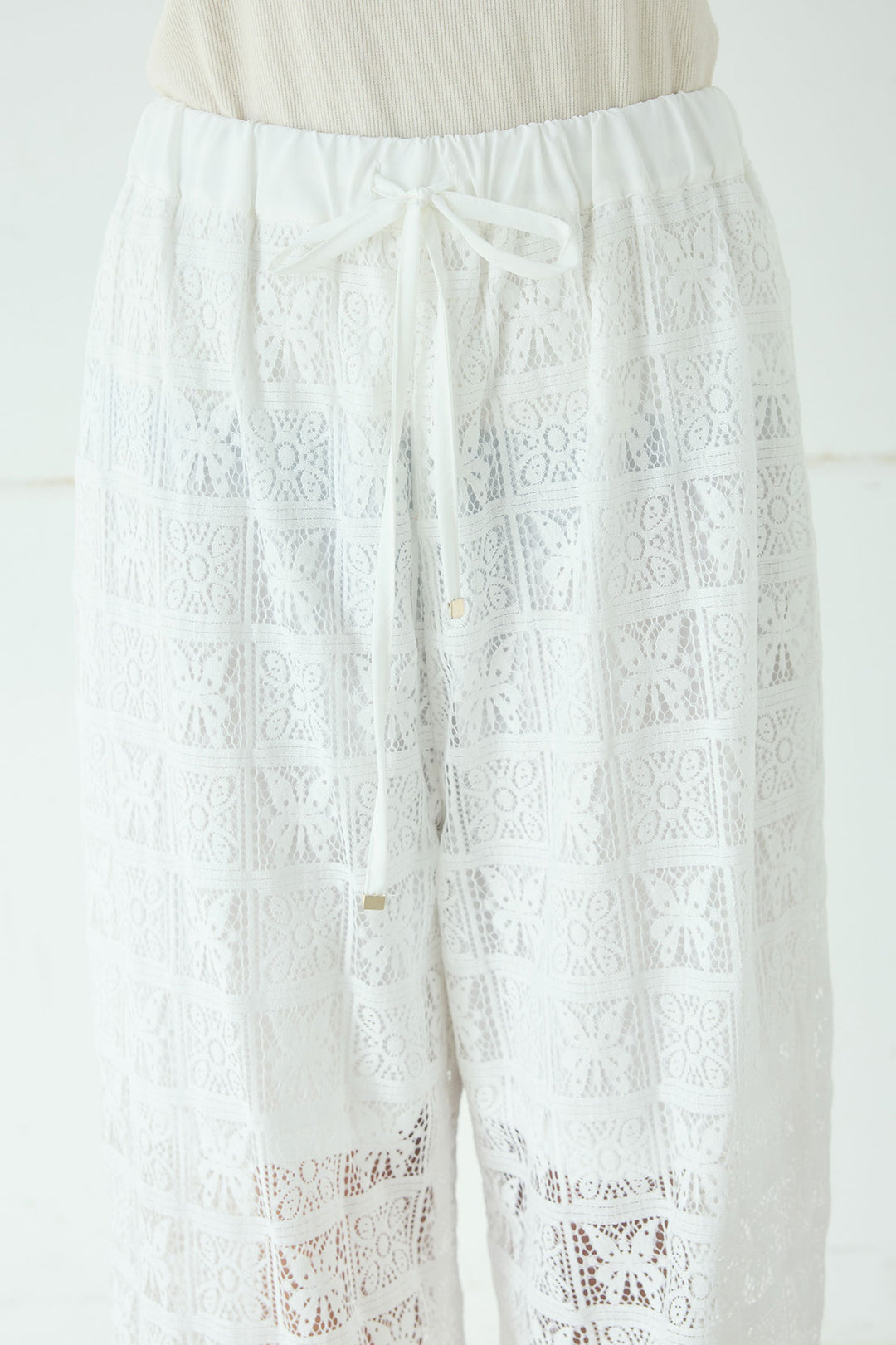 [SET]デニムオーバーサイズジャケット+パッチワークレースイージーパンツ+パッチワークレースショート丈フードシャツ(3set)