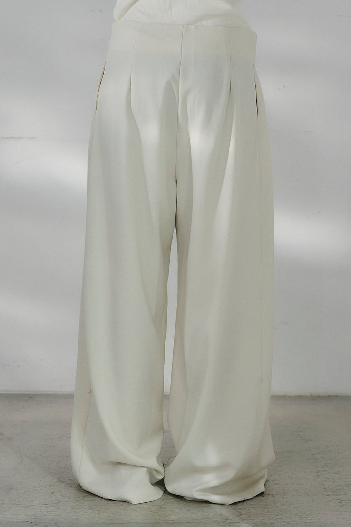 [SET]メタルプレートショート丈ジャケット+メタルプレートタックワイドパンツ(2set)