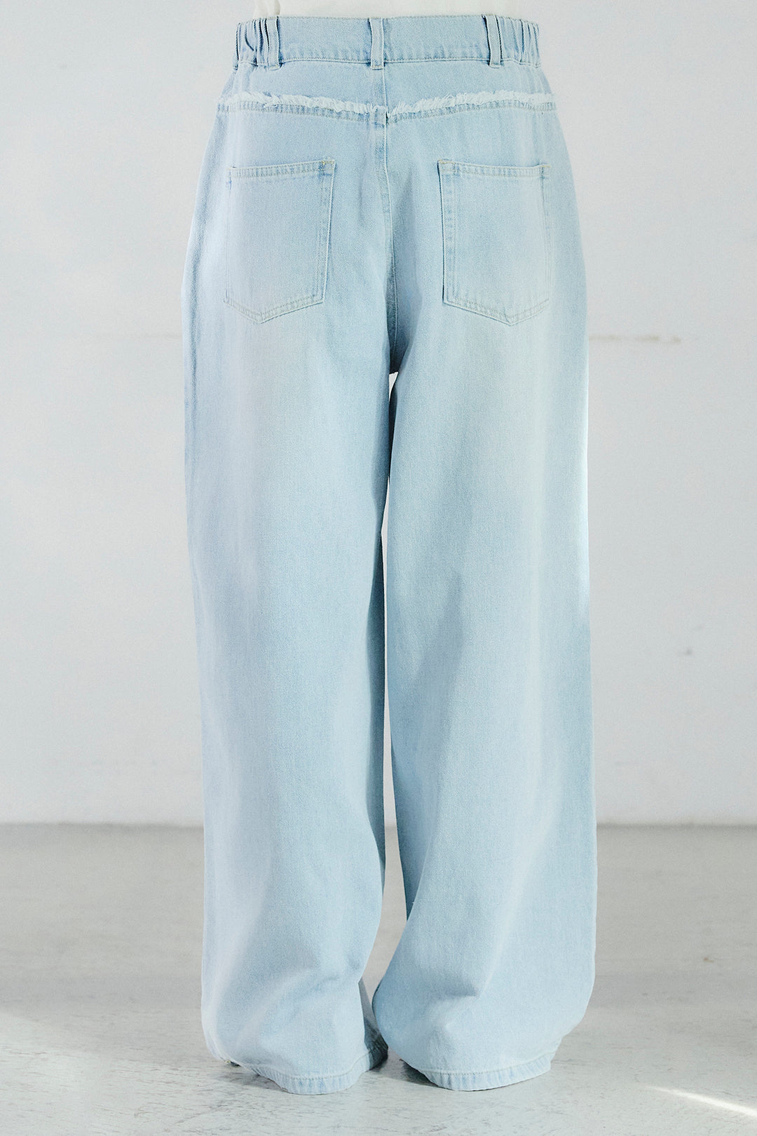 [SET]スキッパーペプラムニット+ウエスト裁ち切りデニムワイドパンツ(2set)