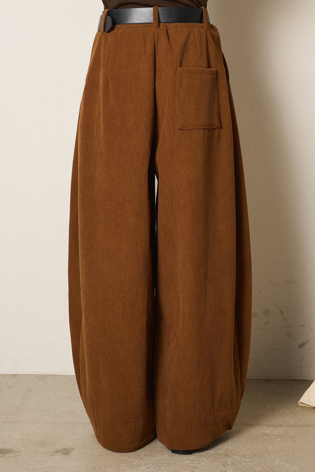 [SET]配色アーガイル柄ニットトップス+ベルト付きコーデュロイワイドパンツ(2set)