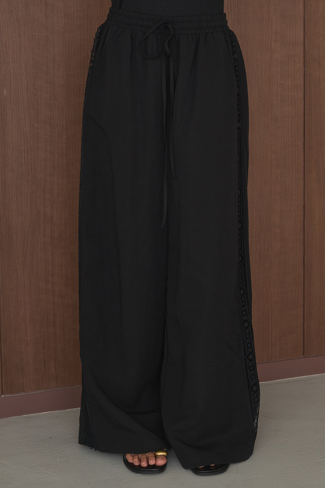 [SET]麻混ショルダーライン柄シャツ+麻混サイドライン柄パンツ(2set)