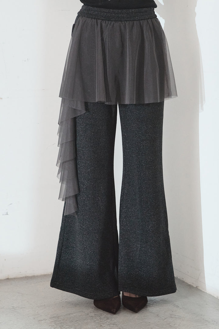 [SET]ルーズシルエットダブルテーラードジャケット+チュールレイヤードニットパンツ(2set)