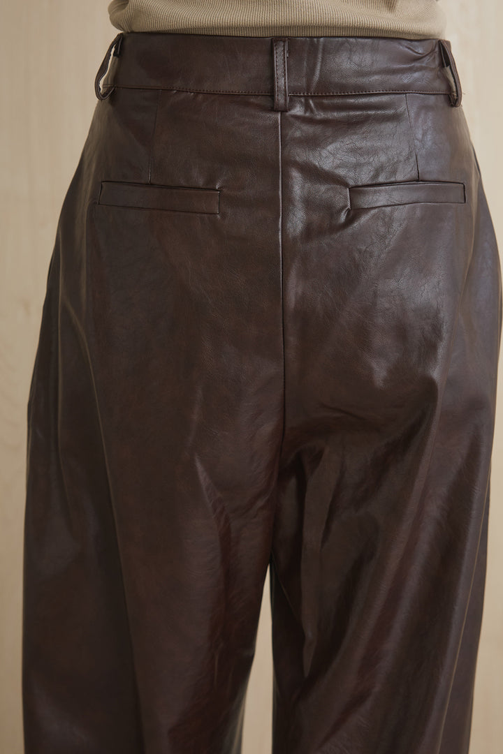 [SET]シャギーチェックベストブルゾン+レザーライクタックワイドパンツ(2set)