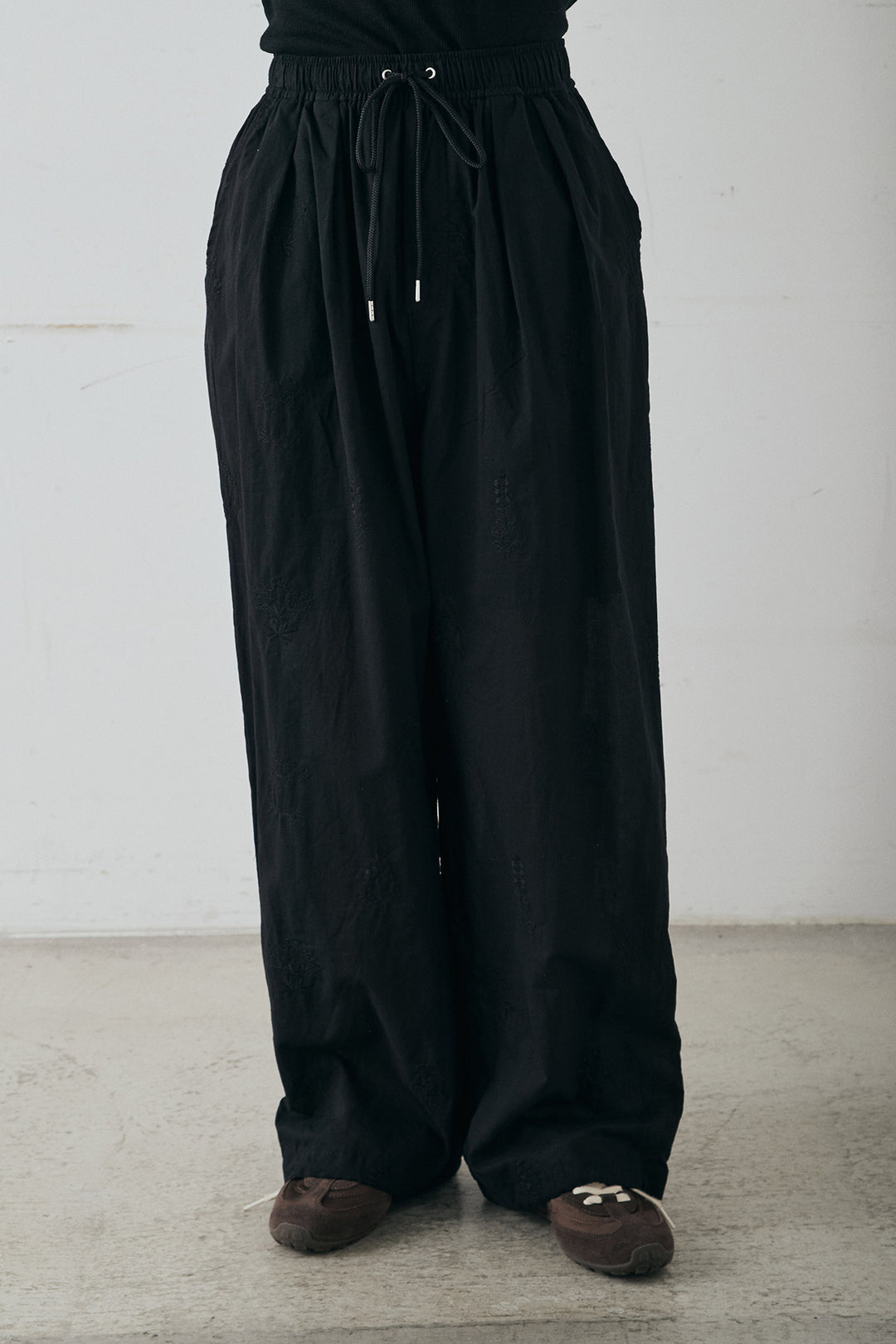 [SET]刺繍ローンオープンカラーシャツ+刺繍ローンタックイージーパンツ(2set)