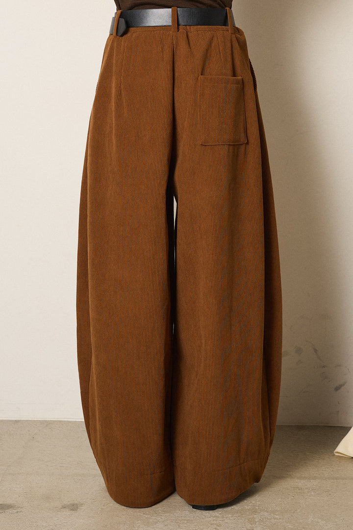 ベルト付きコーデュロイワイドパンツ
