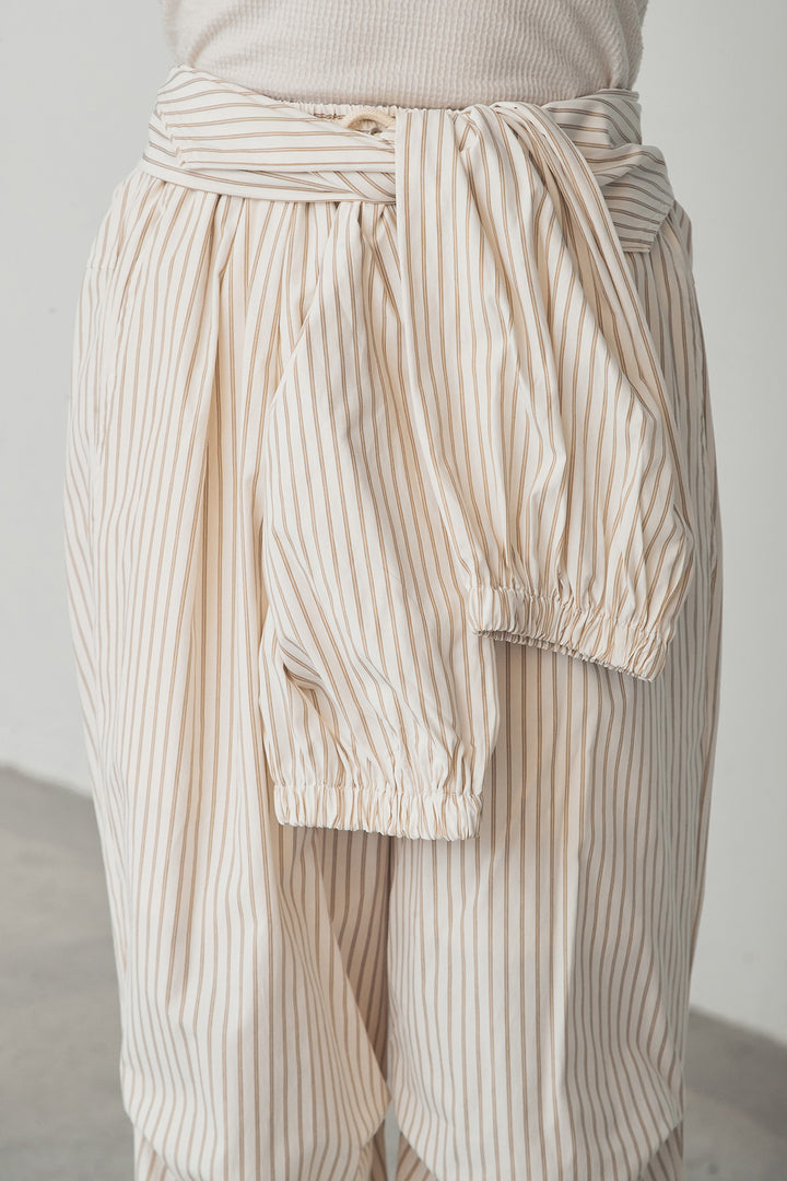 [SET]シアー×ポンチブルゾン+ストライプウエスト巻きジョガーパンツ+長袖アソートフォトTシャツ(3set)