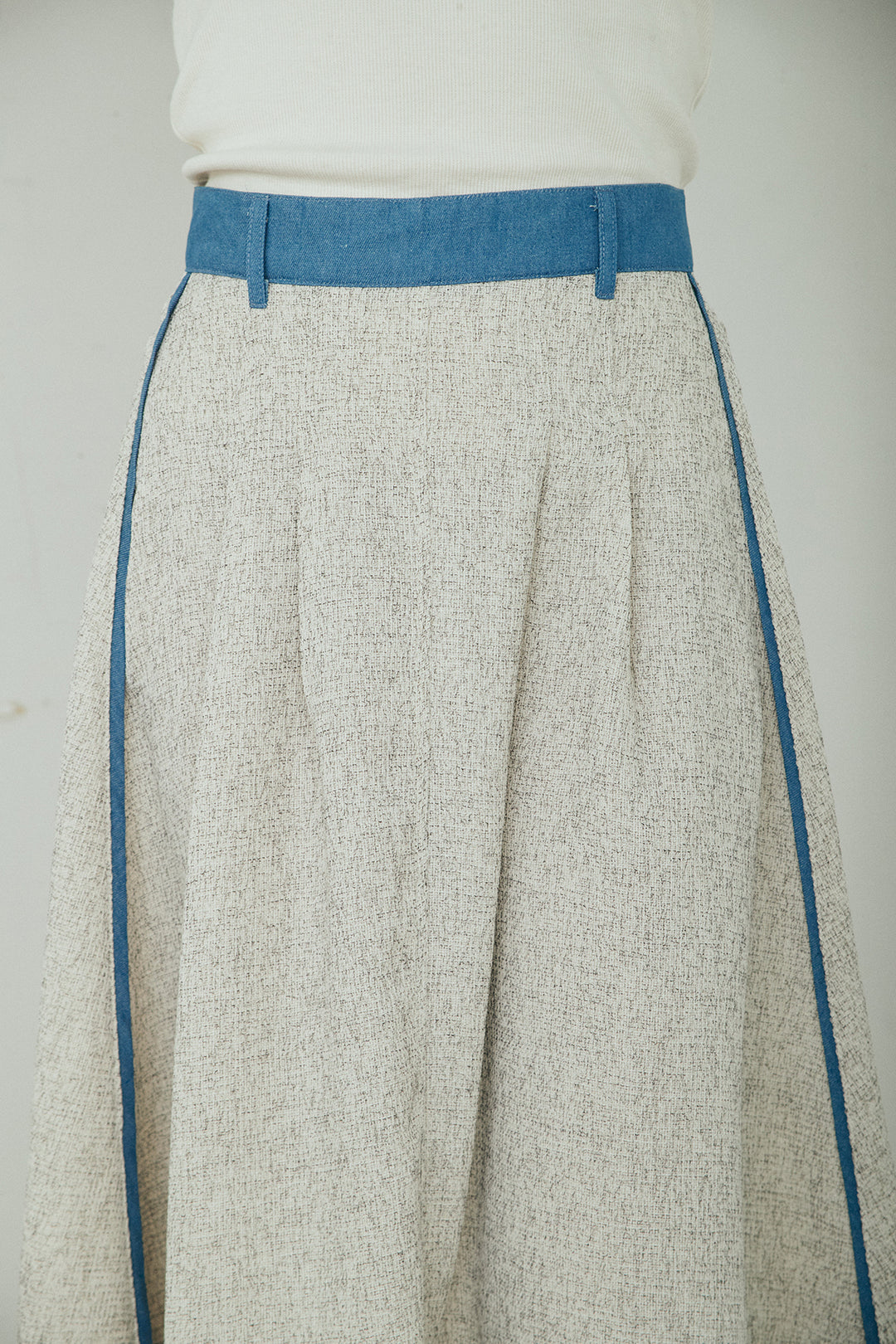 ツイード×デニムラインロングスカート