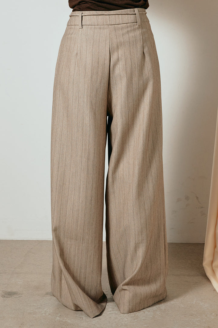 [SET]アーガイル柄ポロニットトップス+ストライプヘリンボーンパンツ(2set)