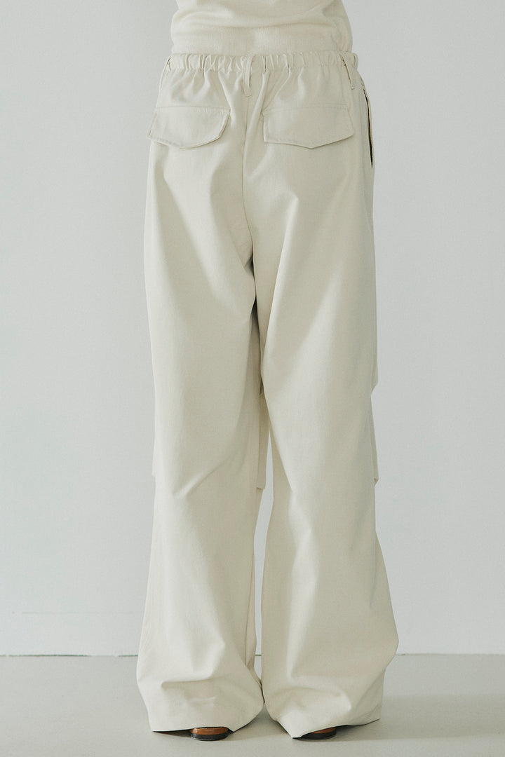 [SET]グラフィックサムデイワイドクロップドT+ニーサイドタックウエストドロストパンツ(2set)