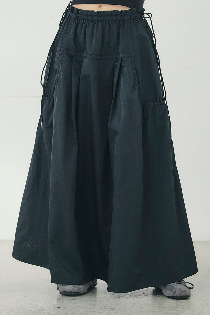 [SET]スタンドネックシアーブルゾン+ナイロンデザインフレアスカート(2set)