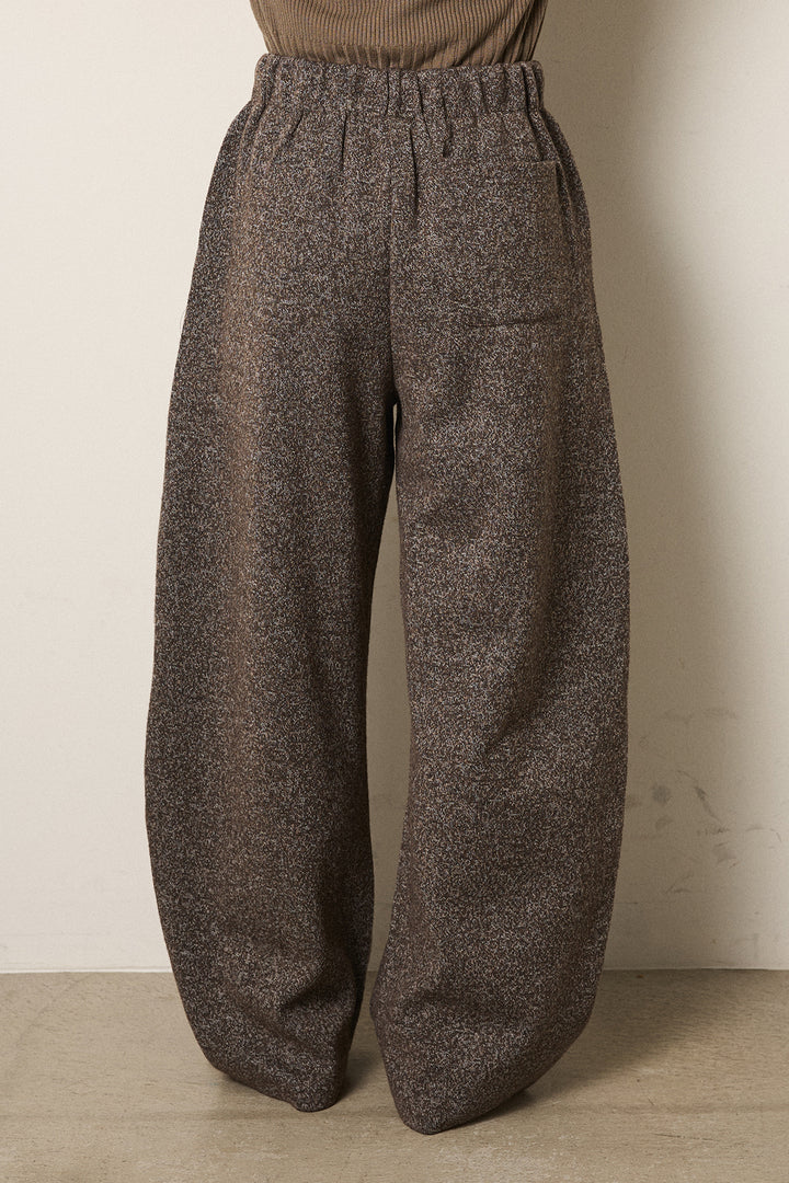 [SET]幾何学柄ノーカラーカーディガン+杢ニットフレアパンツ(2set)