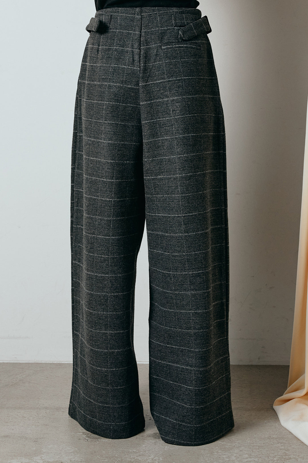 スクエアチェック柄ワイドパンツ
