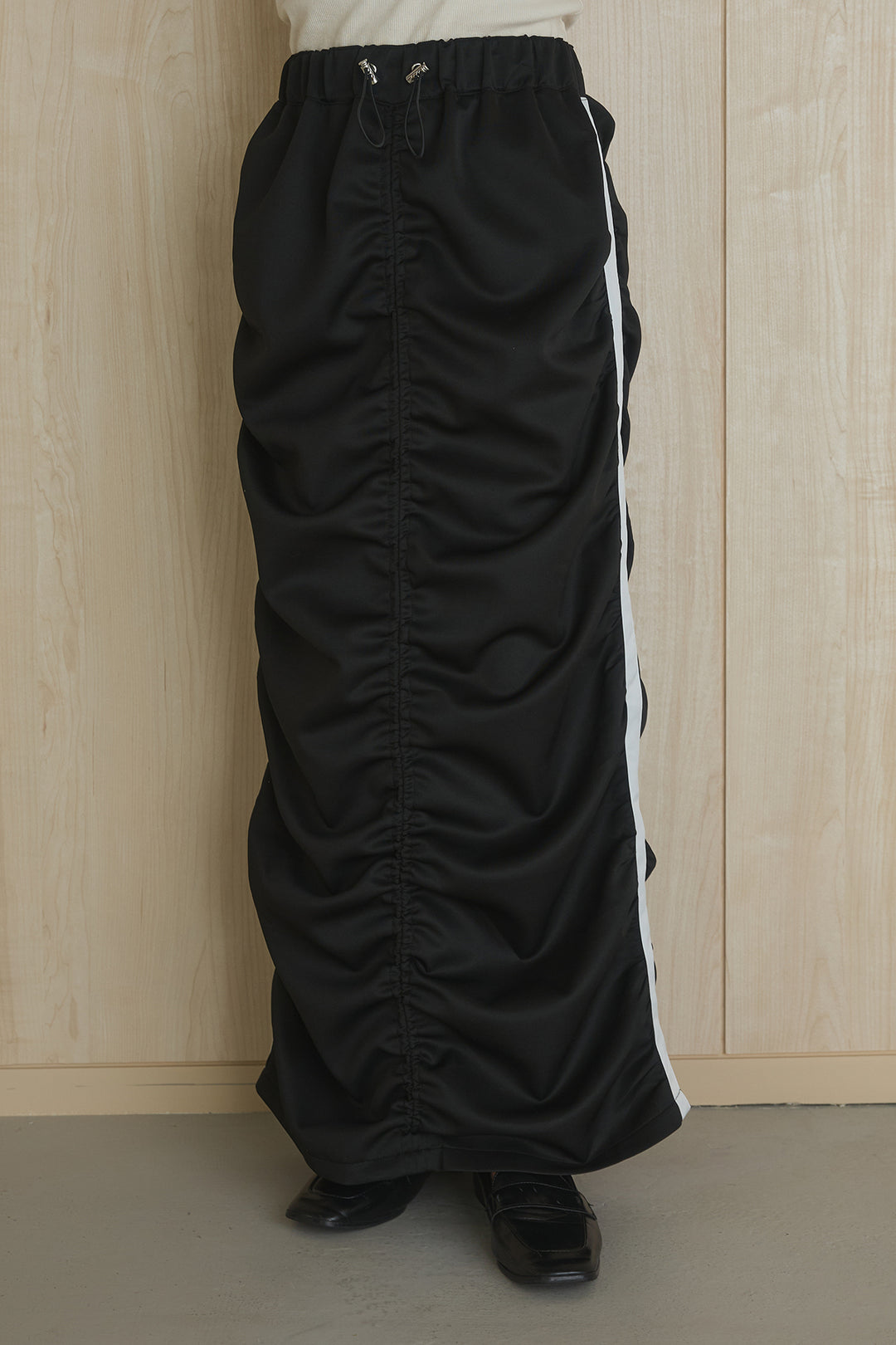 [SET]異素材切替ZIPブルゾン+サイドラインギャザースカート(2set)