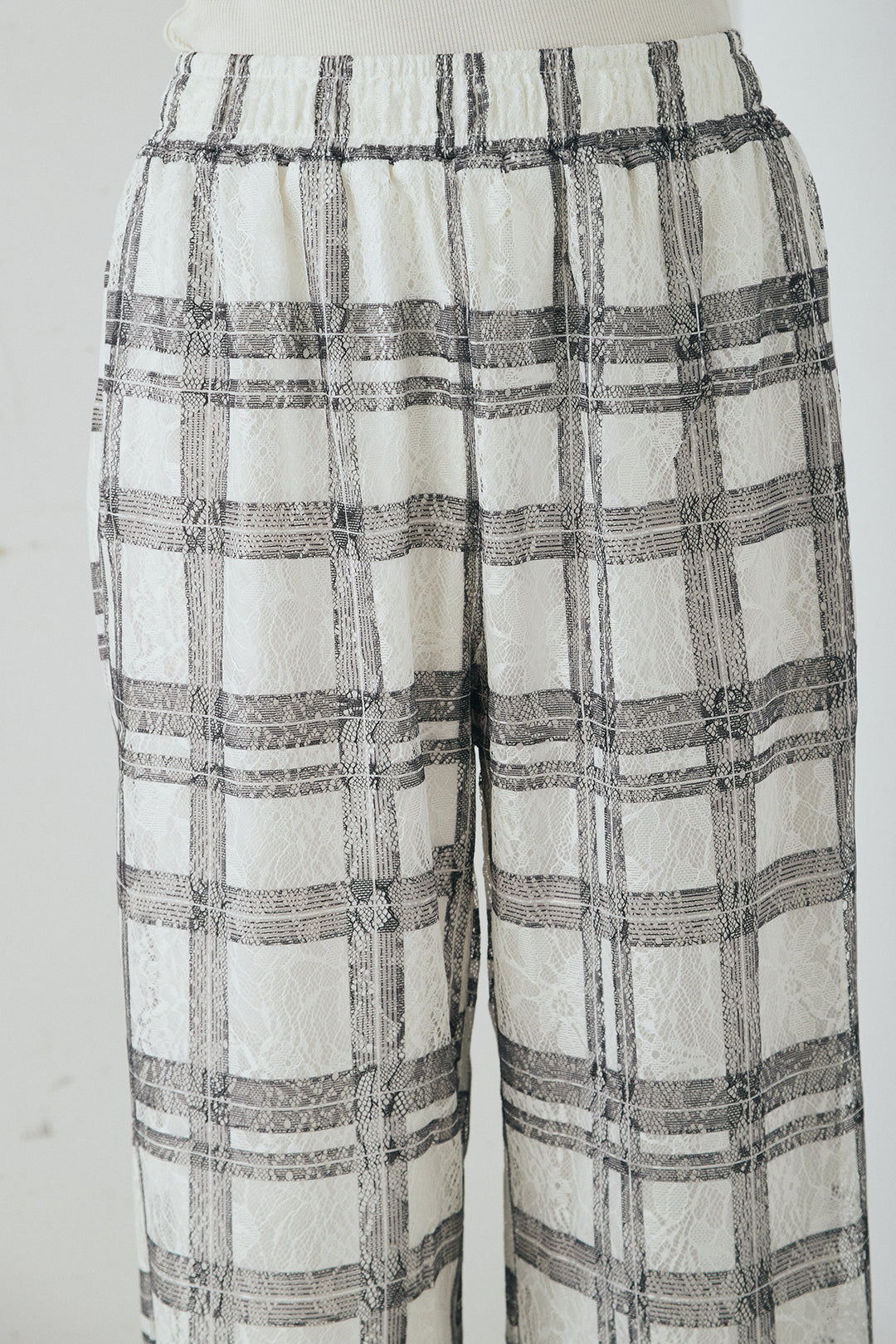 レースチェックワイドイージーパンツ