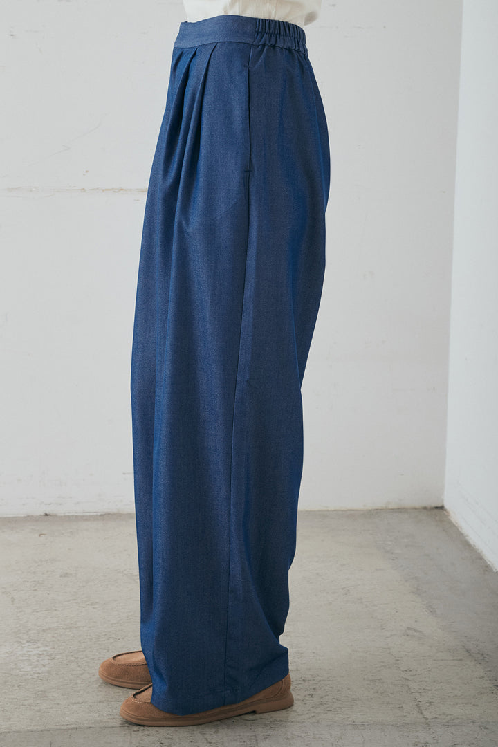 [SET]オーバーデニムジャケット+デニムライクツイルタックパンツ+デニムライクツイルティアードキャミソール(3set)