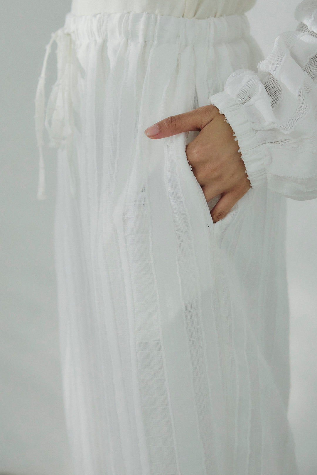 [SET]ストライプジャガードフードシャツ+ストライプジャガードロングイージーパンツ(2set)